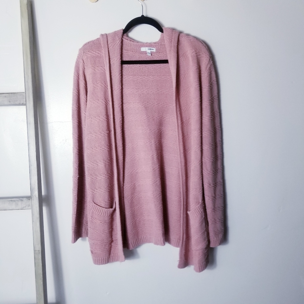 SONOMA HOODED MAUVE CARDIGAN SIZE MEDIUM- SEE ALL PHOTOS